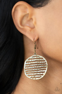 brass,fishhook,Sunrise Stunner - Brass Earring