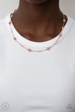 Rumored Romance - Copper Pearl Rhinestone Choker Neckace Paparazzi Accessories