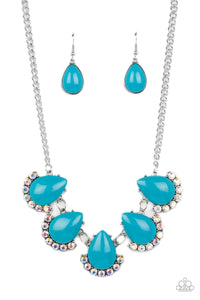 blue,iridescent,short necklace,Ethereal Exaggerations - Blue Necklace