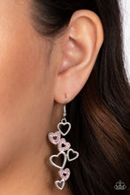 Load image into Gallery viewer, Sweetheart Serenade - Pink Heart Rhinestone Earrings Paparazzi Accessories