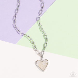 Hearts,short necklace,white,Kiss and SHELL - White Heart Necklace