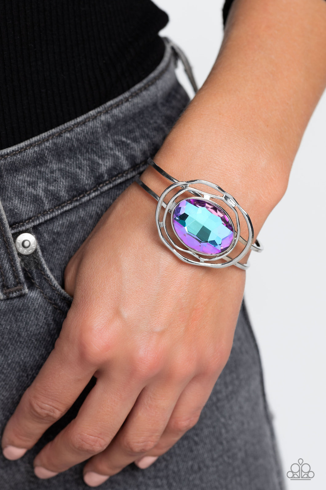 Substantial Sorceress - Purple Rhinestone Hinge Bracelet Paparazzi Accessories