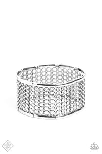 fashion fix,silver,stretchy,Camelot Couture Silver Stretchy Bracelet