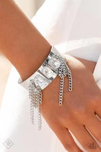 Load image into Gallery viewer, Chain Showers White Rhinestone Cuff Bracelet Paparazzi Accessories