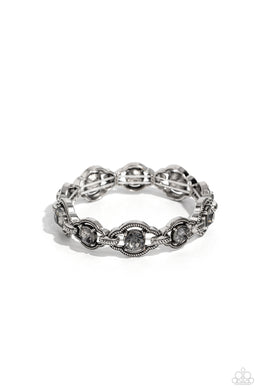 ROPE For The Best - Silver Rhinestone Stretchy Bracelet