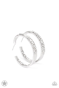 Hoops,rhinestones,white,GLITZY By Association White Rhinestone Hoop Earrings